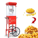 Popcorn Machine with, with Wheels & 6 Oz Pot Popcorn Maker Stainless Steel Oil Spoon, Mobile W2841P272023