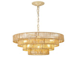19.69" Tiered Glass Chandelier, 6-Light B12 Socket Pendant Light, Gold Metal Frame, Adjustable W6558P574496