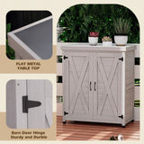 Potting Bench with Storage Cabinet and Metal Table Top for Outdoor Patio,Outdoor Work Station Table W1390P189986