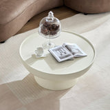 ZUN 35.43''Fiberglass Cream Style Coffee Table for Living Room,Apartment,Matte White Table front of the W2582P214940