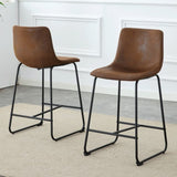 A set of 2 Retro Brown Suede Bar Chairs,Comfortable stools suitable for industrial and vintage style W3226P279063