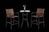 3 Pieces Outdoor Bar Stools Set,Rattan Bar Chairs,with glass table top, Wicker Bar Stools for W640P256895