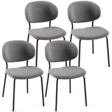 Grey Boucle Fabric Dining Chairs Set of 4, Mid-Century Modern Dining Kitchen Dining Room W1164P195045