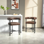 ZUN House Hold Bar Set of 2, Modern Bar Stool with Back, Black Metal Frames, Upholstered Bar W1588P194937