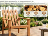 Natural Finish Acacia Wood Adirondack Chair, Ergonomic Backrest & Extra Armrests Heavy Duty Outdoor 50994470