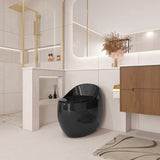 1-Piece 1.28 GPF Single Flush Egg Shape Toilet in Glossy Black W2973P301480