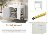 21.6" white Bathroom vanity, Combo Cabinet, Bathroom Storage Cabinet, Single Ceramic Sink, Right 79483389