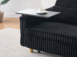 The pull-out push-in black corduroy sofa with dual functions, equipped with a movable tabletop W1278P248131