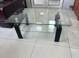 Tempered Clear Glass Coffee Table, 2-Layers Coffee Table Living Room Center Table 100x55x45 W1718P508639