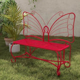 ZUN Butterfly Cast Metal Garden Bench, Outdoor Bench Patio Seat, Park Bench Outdoor Seating for Garden, W2167P215369