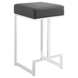 Grey and Chrome Upholstered Counter Height Stool B062P145623