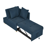 Convertible Sleeper Sofa Chair Adjustable Backrest Recliner with Pullout Sofa Bed with Wheels, W1413P227517