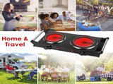Dual Electric Hot Plate - 5-Second Quick Heating with 6.3&7.5in Glass Plates, 800W1000W Power, 76483994