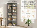 7-tier, 360&deg rotating wood-plastic composite shoe rack, 60*60*184cm, gray 93823398