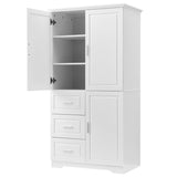 ZUN Tall and Wide Storage Cabinet with Doors for Bathroom/Office, Three Drawers, White 17634715