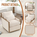 COOLMORE Corduroy Swivel Chair, Comfy Accent Sofa Chair for Living Room, 360 Degree Swivel W395P209380