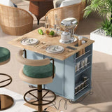 Kitchen Island with Power Outlet,Kitchen Storage Island with Drop Leaf Rubber Wood,Open Storage WF305556AAG