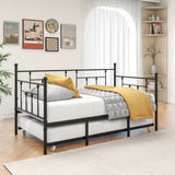 Twin Size Daybed Metal Frame with Trundle Set, Twin Day Bed Sofa, Daybed and Roll Sofa Bed for Guest W840104493
