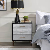 Black, Silver and Gold 3-Drawer Nightstand with Metal Leg B062P189251