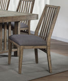 Wooden Side Chairs 2pc Set Padded Fabric-Covered Seats Natural Weathering Look Dining Room Furniture B01151372