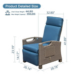 ZUN Outdoor Recliner Chair, Patio Recliner with Hand-Woven Wicker, Flip Table Push Back, Adjustable W1859P196402