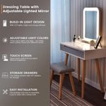 ZUN Vanity Set with Adjustable Brightness Mirror and Cushioned Stool, Dressing Vanity Makeup W2837P197837