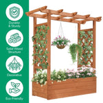 ZUN 43.5*17.5*44.5 In Fir With Arched Lattice Raised Garden Bed Wooden Planting Frame Teak Color 98677889