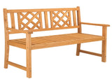 118*56.5*90cm Outdoor Garden Fir Grid Back Wooden Bench Burlywood 89218544