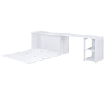 ZUN Queen Size Murphy Bed with Rotable Desk, White 11589562