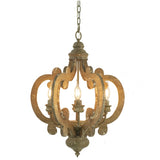 Farmhouse Chandelier, 6-Light Wood Chandelier Pendant Light Fixture with Adjustable Chain for Dining W2078137919