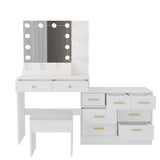 Large Makeup Vanity with Lights, Vanity Table with Charging Station, Vanity Desk with Mirror and 10 16914916