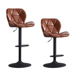 ZUN Faux Leather Swivel Bar Stools set of 2, Adjutable Height Metal Frame, Brown 10321364