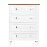 White Dresser with 5 Drawers, Tall Chest of Drawers, 5 Drawer Dresser with Deep Space, Wood Storage W1157P307950