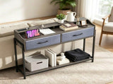 Industrial Console Table with Charging Station, Narrow Entryway Table with 2 AC Outlets USB & Type-C 52400206