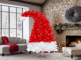 6FT Artificial Christmas Tree with LED Light, Santa's Hat Shape Artificial Whimsical Xmas Tree with PX283442AAF