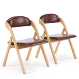 Set of 2 Wooden Folding Chairs with Padded Seats, Portable Simple Folding Chairs with Cushion for 87314134