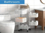 5-Tier Rotating Kitchen Storage Cart, Metal Fruit Basket with Wheels, 39349582