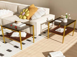 Set of 2 Rectangle End Table, Tempered Glass Tabletop with MDF layer, Modern Table for Living Room , W241P184252
