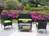 4 PC Rattan Patio Furniture Set Outdoor Patio Cushioned Seat Wicker Sofa W20985038
