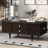 U-Can Modern Rectangle Coffee Table with Four Drawers, Two Side Hidden Storage Compartments, 47.2" N724P286418D
