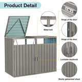 Garbage Bin Shed Stores 2 Trash Cans Metal Outdoor Bin Shed for Garbage Storage,Stainless Galvanized 36500696