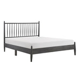 Mid-Century Modern Design Queen Platform Bed 1pc Gray Finish Wooden Bedroom Furniture Vertical Slats B011P211338