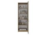 Tall Bookcase 71" H with 2 Fluted Panel Doors and Five Interior Shelves, Natural Oak B097P480469