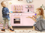 Pink Kids Interactive Wooden Kitchen Playset with Realistic Lights & Sounds 00735333