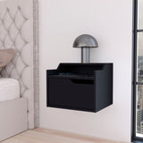 ZUN Black Dual-Shelf Display Floating Nightstand B062P175147