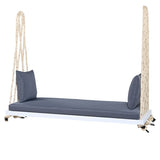 TOPMAX Patio Wooden Swing Chair, Hanging Porch Swing Bench with Cushion&Pillows, 10.8Ft Hemp Ropes N717P210136K