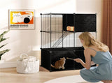 44" Multi-Level Cat Tree Indoor with Sisal Scratching Posts Condo Hammock Hanging Balls Black 92758311