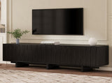 Retro Style Wood Grain TV Stand with Wavy Door for TVs up to 75", Rustic Media N721P379534B