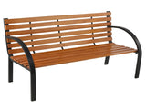 48" Hardwood Slotted Steel Cast Iron Frame Outdoor Patio Garden Bench Park Seat 76069296