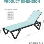 ZUN Outdoor Lounge Chair, 2 Pieces Aluminum Plastic Patio Chaise Lounge with 5 Position Adjustable W1859P225539